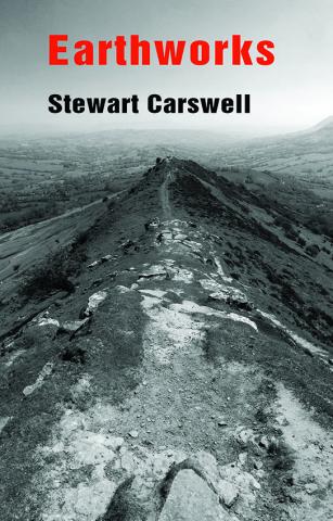 Earthworks book cover, with title in red at the top, and grey scale background photo of Cat'ss Back ridge, Hereforshire