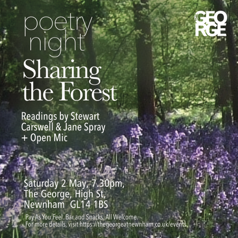 Poster for Poetry Night at the George, Newnham, on 2nd May 2026 from 7.30PM